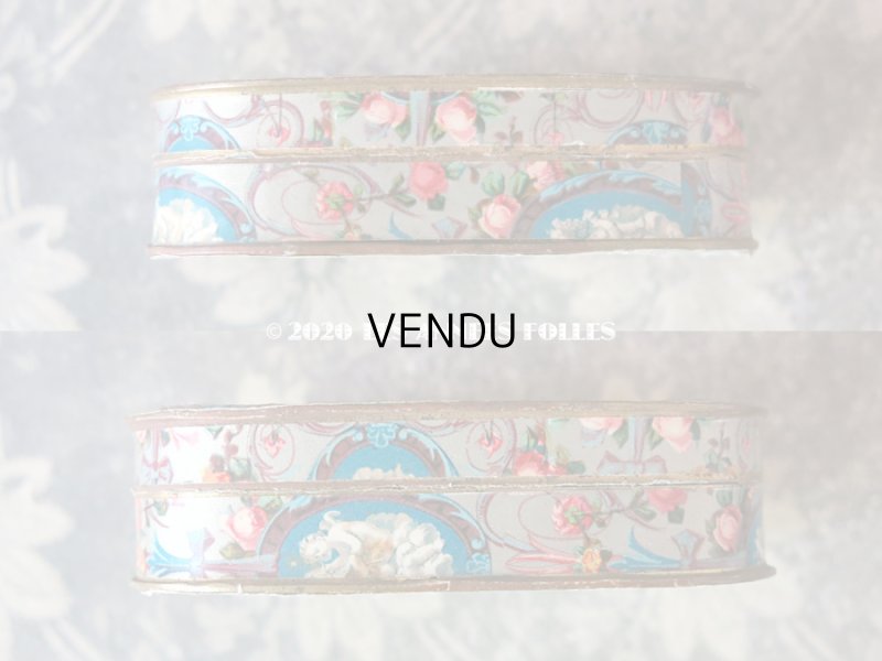 画像6: 19世紀 アンティーク お菓子箱 天使のメダイヨン&薔薇