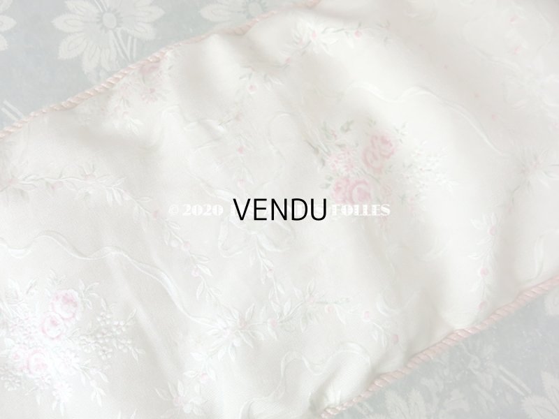 画像10: アンティーク 小さなハンキーケース ピンクの薔薇&リボンのガーランド ハンカチ用ポシェット 