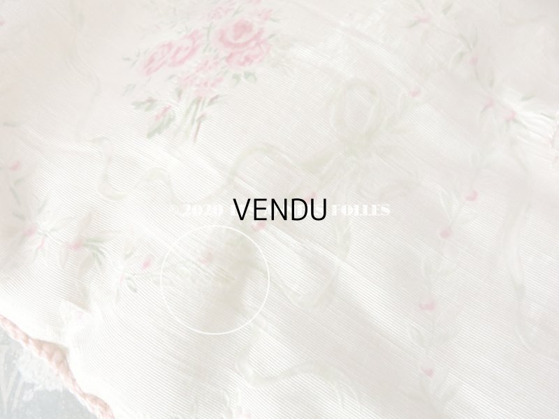 画像8: アンティーク 小さなハンキーケース ピンクの薔薇&リボンのガーランド ハンカチ用ポシェット 