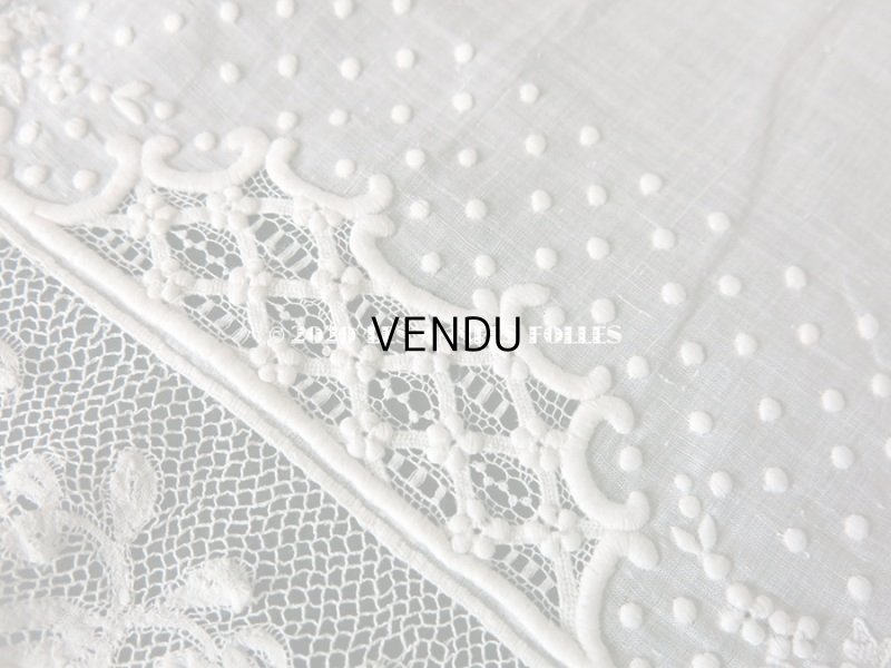 画像10:  19世紀 アンティーク  結婚式のハンカチ イニシャル【CH】 ホワイトワーク & 手編みのヴァランシエンヌレース