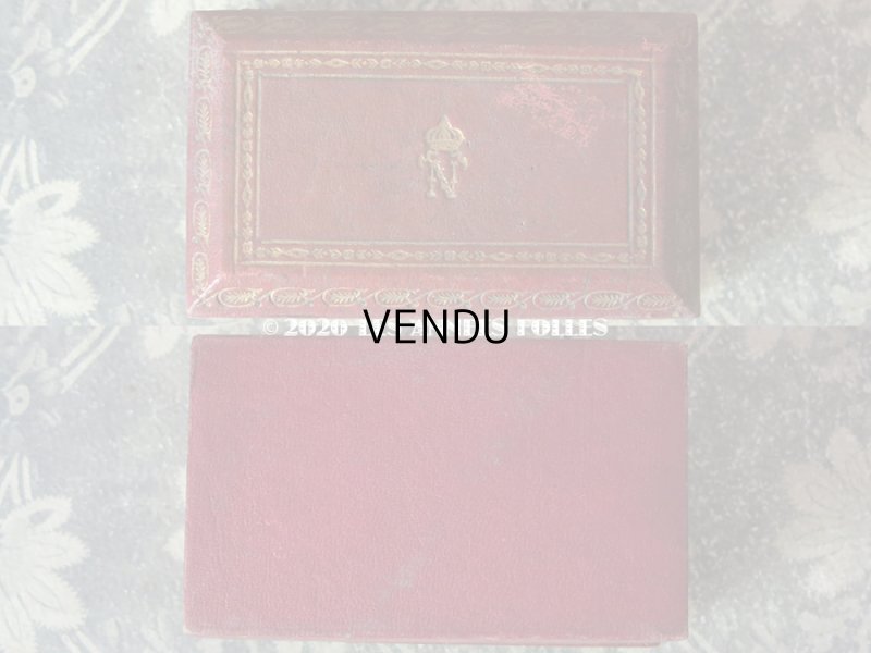 画像3: 19世紀 アンティーク 本革製 王冠&イニシャル【N】 スタンプケース 切手入れ