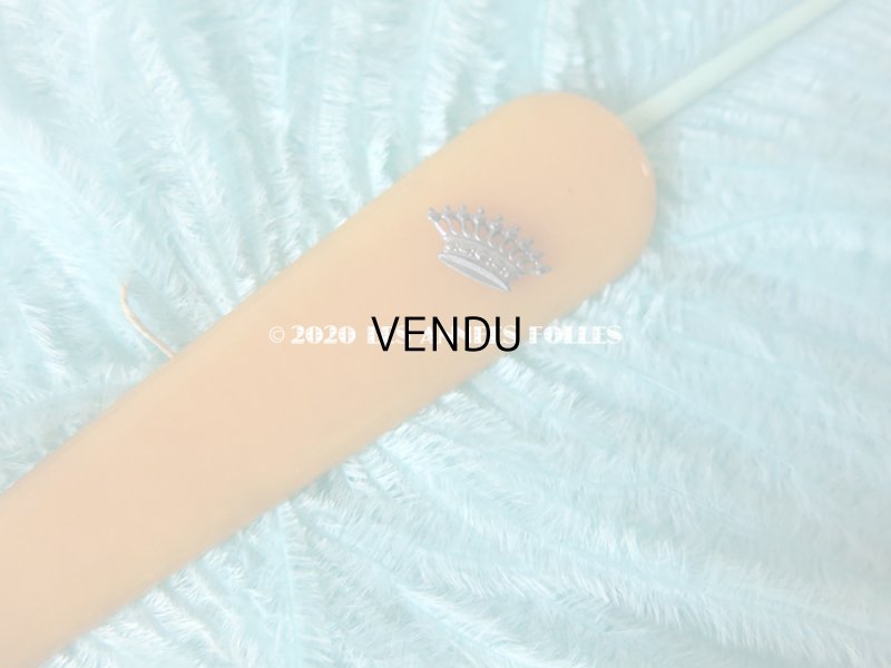 画像6: 1900年代 アンティーク 王冠付き 大きなファン  ブルーのフェザー