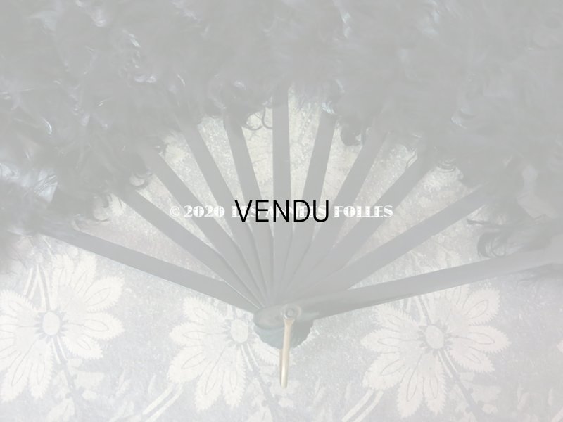 画像8: 1900年代 アンティーク ファン 白鳥の羽 黒いフェザー