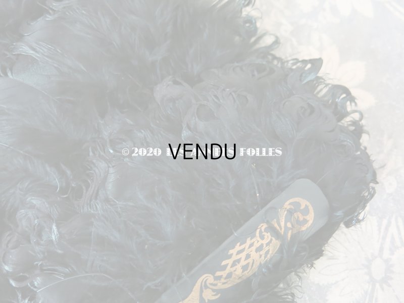 画像7: 1900年代 アンティーク ファン 白鳥の羽 黒いフェザー