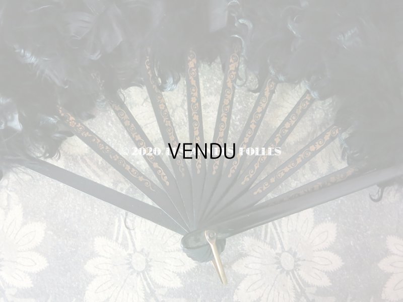 画像5: 1900年代 アンティーク ファン 白鳥の羽 黒いフェザー