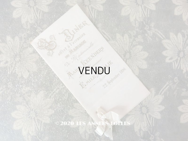 画像1: 1896年 アンティーク メニューカード MENU 結婚式