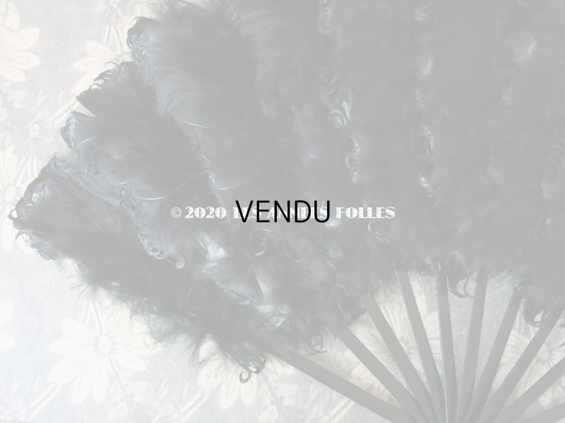 画像10: 1900年代 アンティーク ファン 白鳥の羽 黒いフェザー