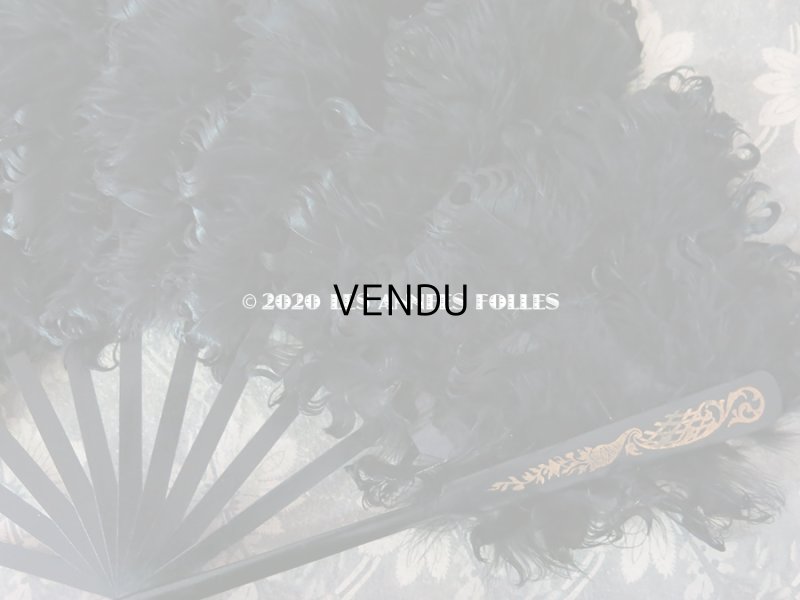 画像11: 1900年代 アンティーク ファン 白鳥の羽 黒いフェザー