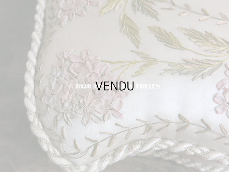 画像11: 19世紀 アンティーク ライラックのリボン刺繍入り 大きなシルクボックス 『ショコラ・フランソワ・ マルキ』　のチョコレート箱  - CHOCOLAT FRANCOIS MARQUIS PARIS -