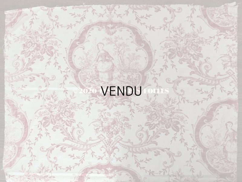 画像4: アンティーク 羊飼いの少女と花 コットン製ファブリック　76×220cm