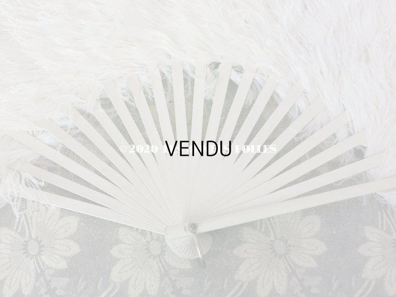 画像12: アンティーク 淡いピンクベージュのリボン付 オフホワイトのフェザーのファン 