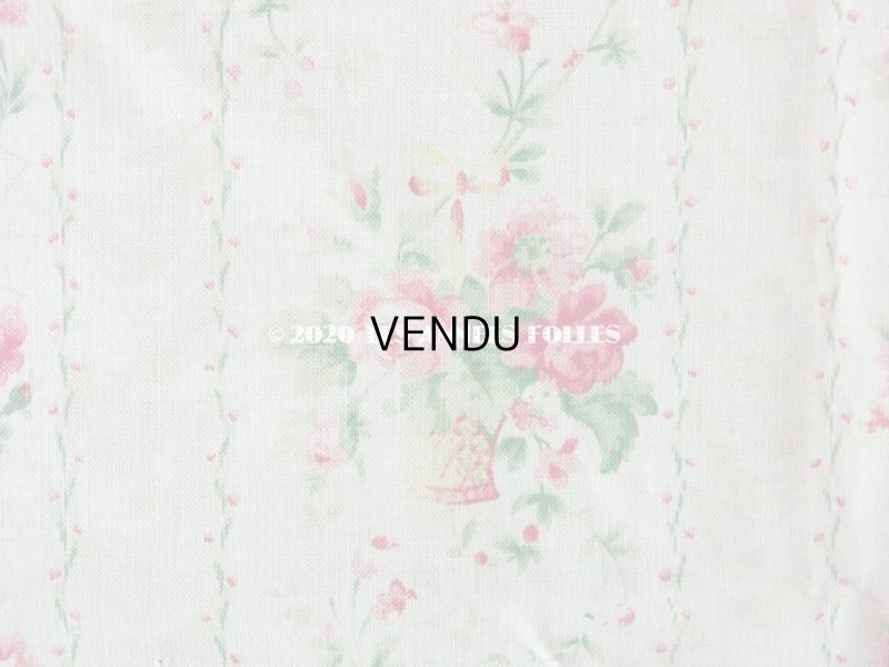 画像3: 1900年代 アンティーク 薔薇の花かごのコットン製ファブリック 80×74cm