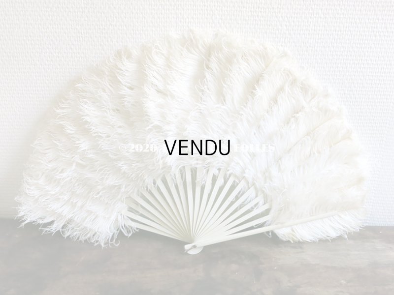 画像8: アンティーク 淡いピンクベージュのリボン付 オフホワイトのフェザーのファン 