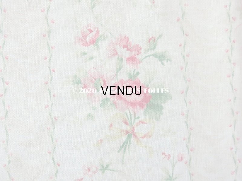 画像5: 1900年代 アンティーク 薔薇の花かごのコットン製ファブリック 80×74cm