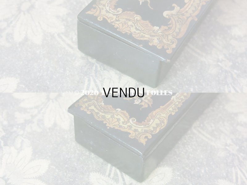 画像4: 19世紀 ナポレオン3世時代 アンティーク  ペンケース パピエマシェ PLUMES & CRAYONS