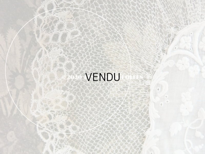 画像19: 【10周年セール対象外】 19世紀 アンティーク  結婚式のハンカチ イニシャル【MA】 ホワイトワーク & 手編みのレース