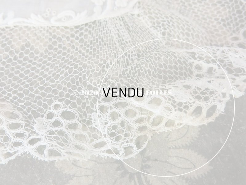 画像18: 【10周年セール対象外】 19世紀 アンティーク  結婚式のハンカチ イニシャル【MA】 ホワイトワーク & 手編みのレース