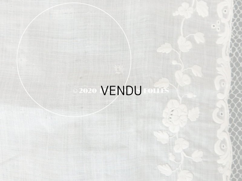 画像14: 【10周年セール対象外】 19世紀 アンティーク  結婚式のハンカチ イニシャル【MA】 ホワイトワーク & 手編みのレース