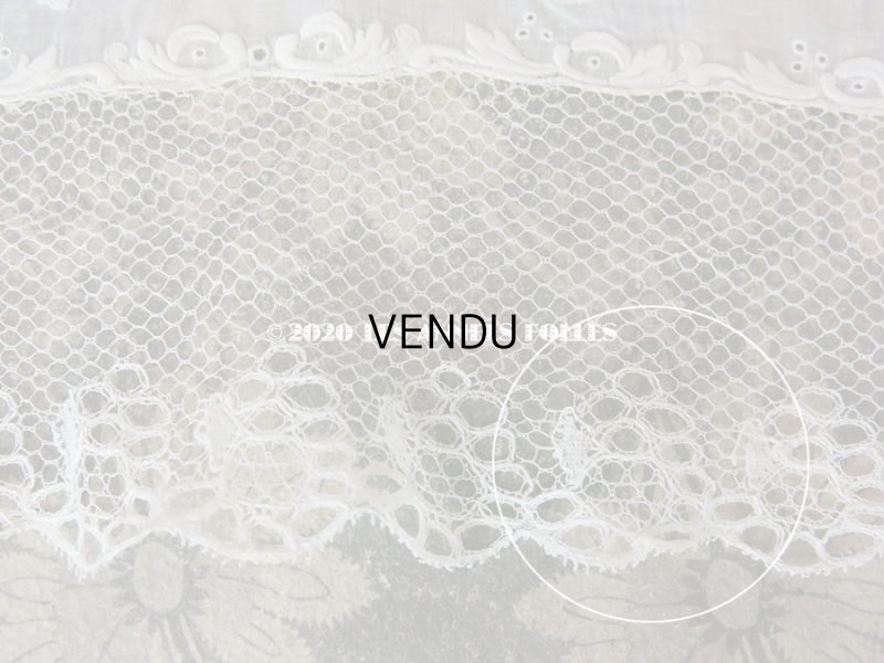 画像17: 【10周年セール対象外】 19世紀 アンティーク  結婚式のハンカチ イニシャル【MA】 ホワイトワーク & 手編みのレース