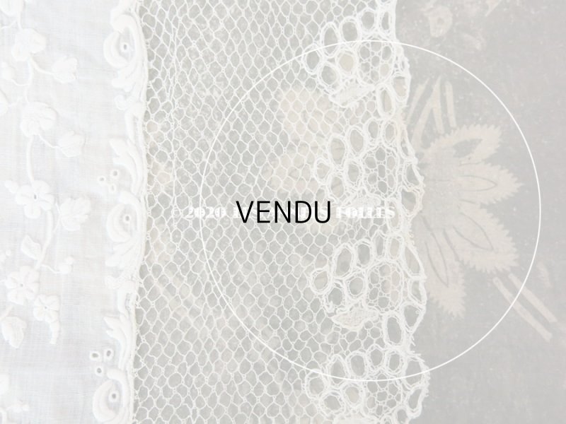 画像20: 【10周年セール対象外】 19世紀 アンティーク  結婚式のハンカチ イニシャル【MA】 ホワイトワーク & 手編みのレース