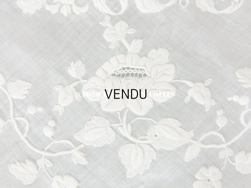 画像7: 【10周年セール対象外】 19世紀 アンティーク  結婚式のハンカチ イニシャル【MA】 ホワイトワーク & 手編みのレース