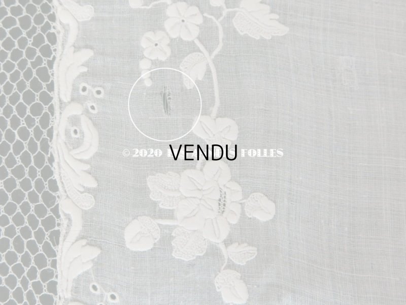 画像11: 【10周年セール対象外】 19世紀 アンティーク  結婚式のハンカチ イニシャル【MA】 ホワイトワーク & 手編みのレース