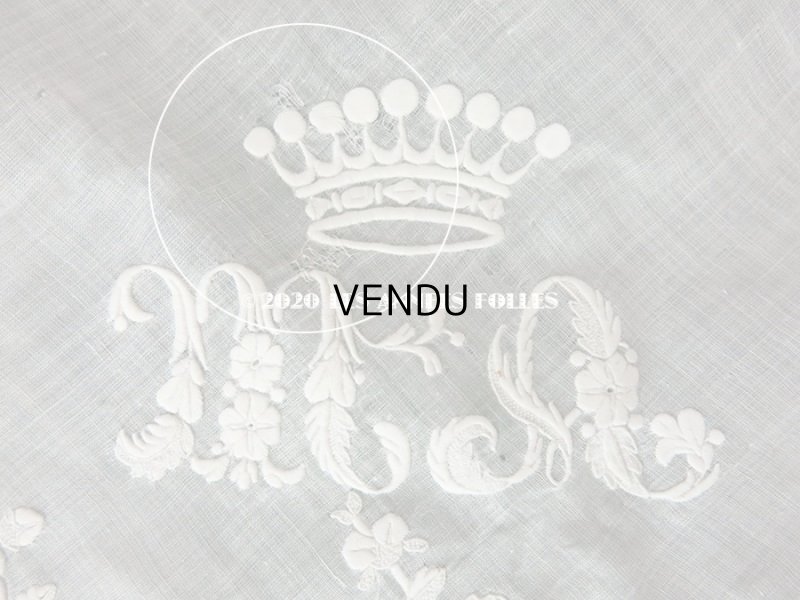 画像6: 【10周年セール対象外】 19世紀 アンティーク  結婚式のハンカチ イニシャル【MA】 ホワイトワーク & 手編みのレース