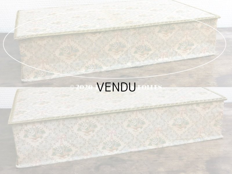 画像7: 【10周年セール対象外】 1910年代 アンティーク 薔薇の花かご　大きなカルトナージュボックス ローズパニエ柄 ブルー