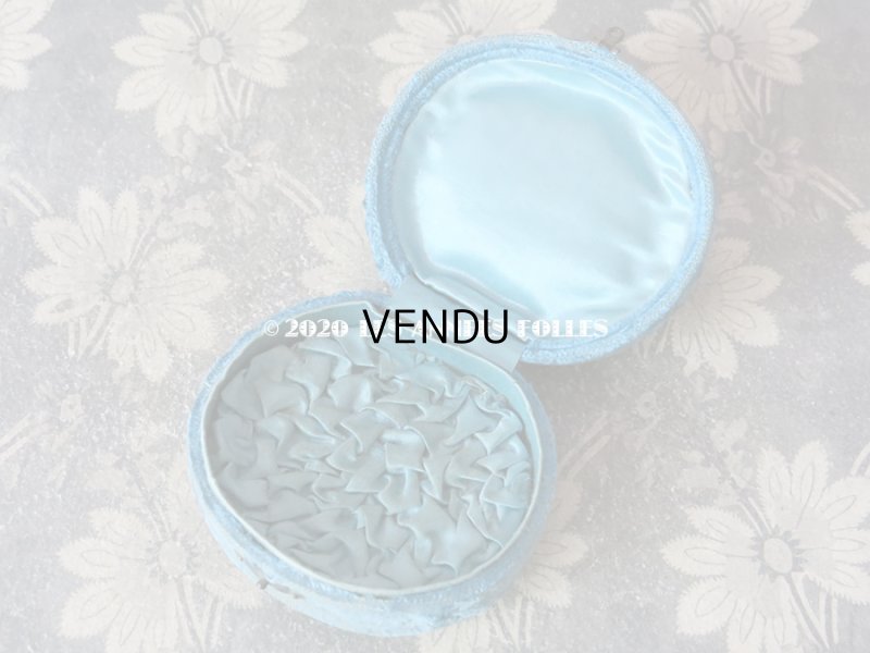 画像7: １９世紀末 アンティーク ジュエリーボックス ベルベット ＆ シルクサテン スモーキーブルー ブレスレット用