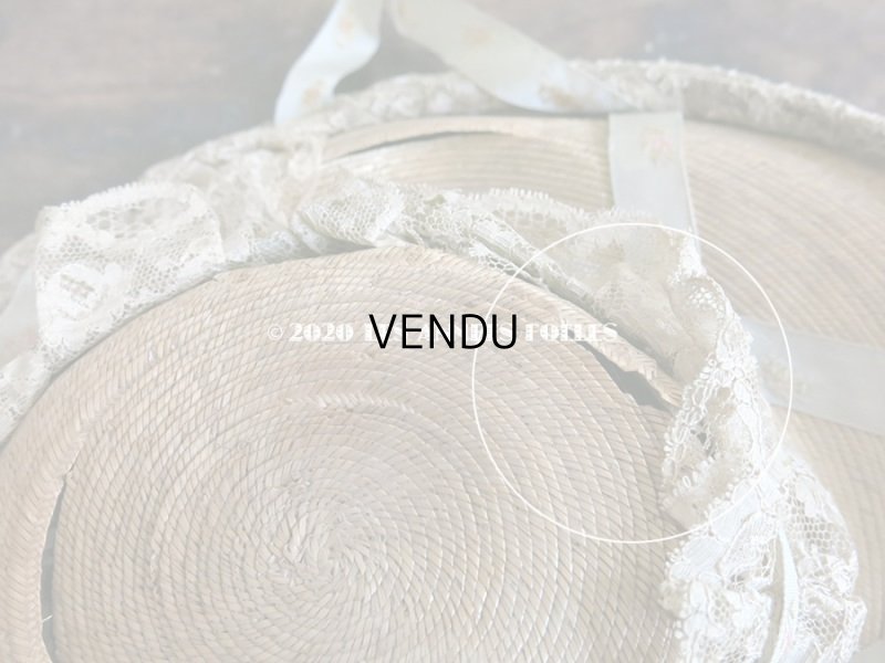 画像9: 【10周年セール対象外】 アンティーク 小さな女の子用 レース&リボン付 ストローハット