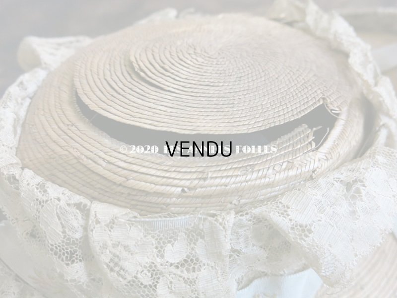 画像8: 【10周年セール対象外】 アンティーク 小さな女の子用 レース&リボン付 ストローハット