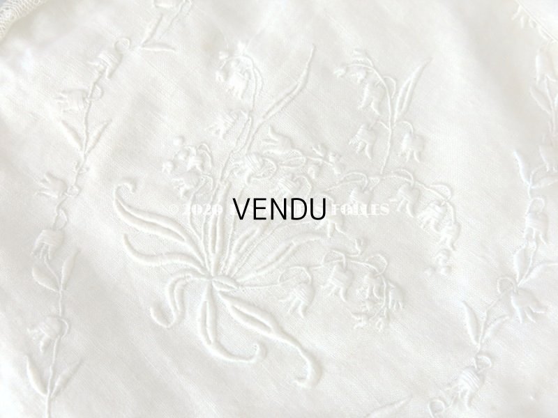 画像3: 【10周年セール対象外】 アンティーク 鈴蘭の刺繍入り  リボンが結ばれたオモニエール 