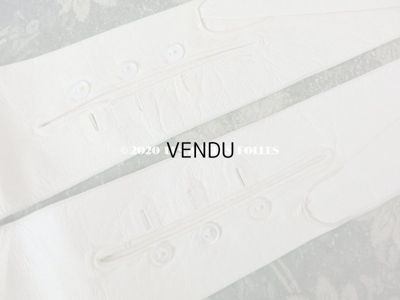 画像7: 【10周年セール対象外】 未使用 1900年代 アンティーク  本革製 結婚式のロンググローブ  オフホワイト レザー 手袋