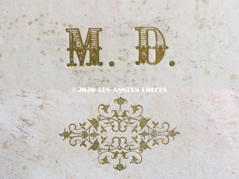 画像3: ＊蚤の市＊ 19世紀末 アンティーク モノグラム入り シルクショールの大きな紙箱 