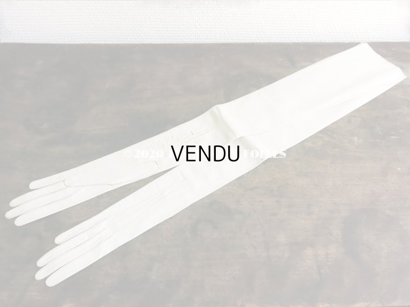 画像3: 【10周年セール対象外】 未使用 1900年代 アンティーク  本革製 結婚式のロンググローブ  オフホワイト レザー 手袋