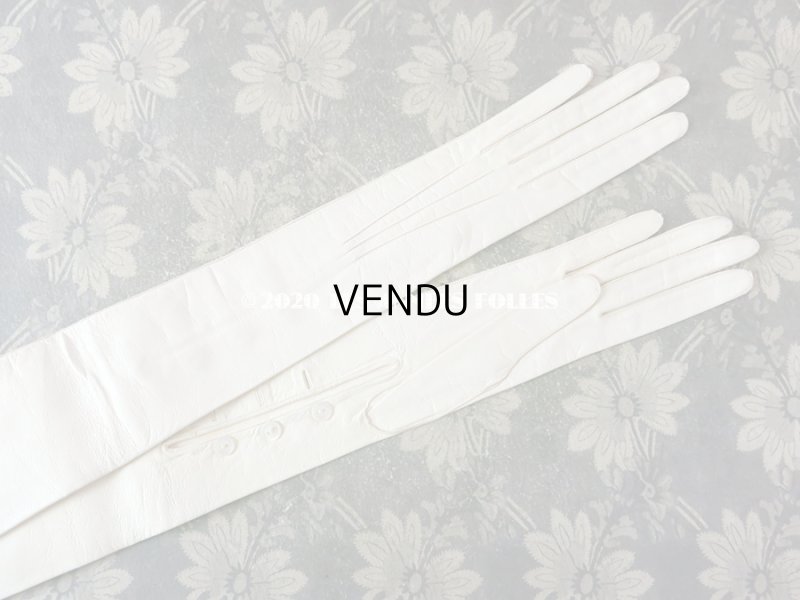 画像4: 【10周年セール対象外】 未使用 1900年代 アンティーク  本革製 結婚式のロンググローブ  オフホワイト レザー 手袋