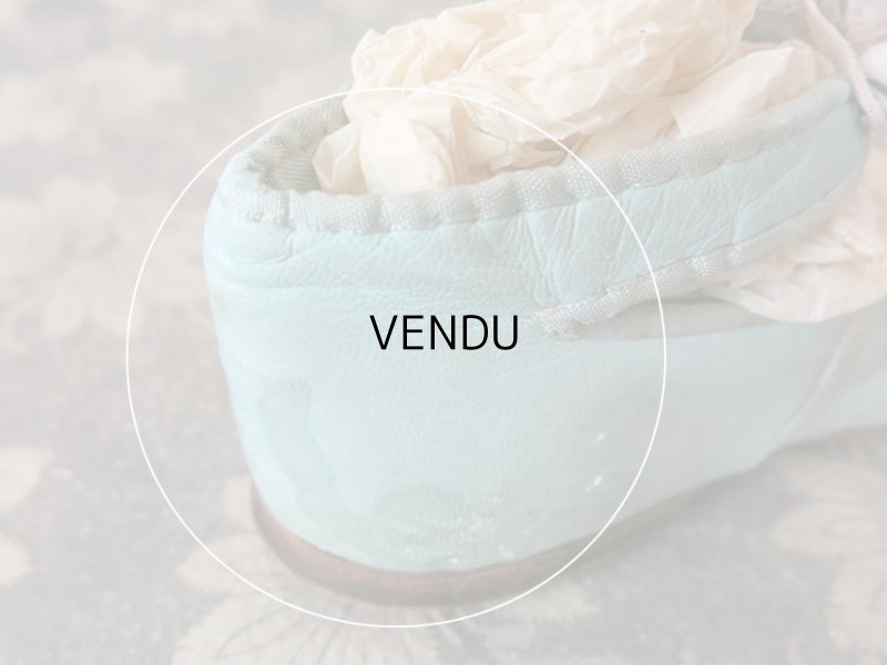 画像10: 【10周年セール対象外】 19世紀末 アンティーク 淡いブルーのシルク製ポンポン付 子供用 レザーシューズ