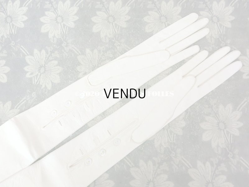 画像5: 【10周年セール対象外】 未使用 1900年代 アンティーク  本革製 結婚式のロンググローブ  オフホワイト レザー 手袋