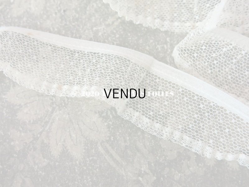 画像5: 【10周年セール対象外】 アンティーク ドット柄チュールレース プリーツ リボン オフホワイト 3.6〜3.8cm幅