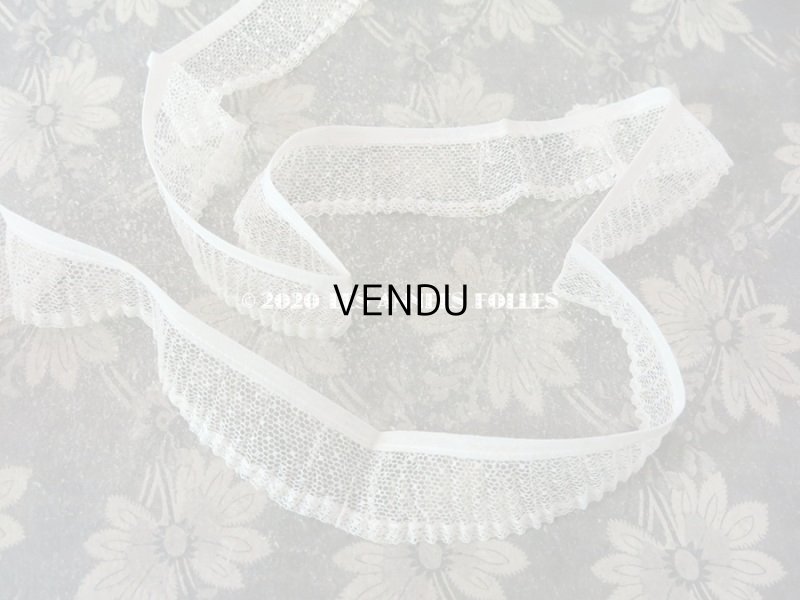 画像4: 【10周年セール対象外】 アンティーク ドット柄チュールレース プリーツ リボン オフホワイト 3.6〜3.8cm幅