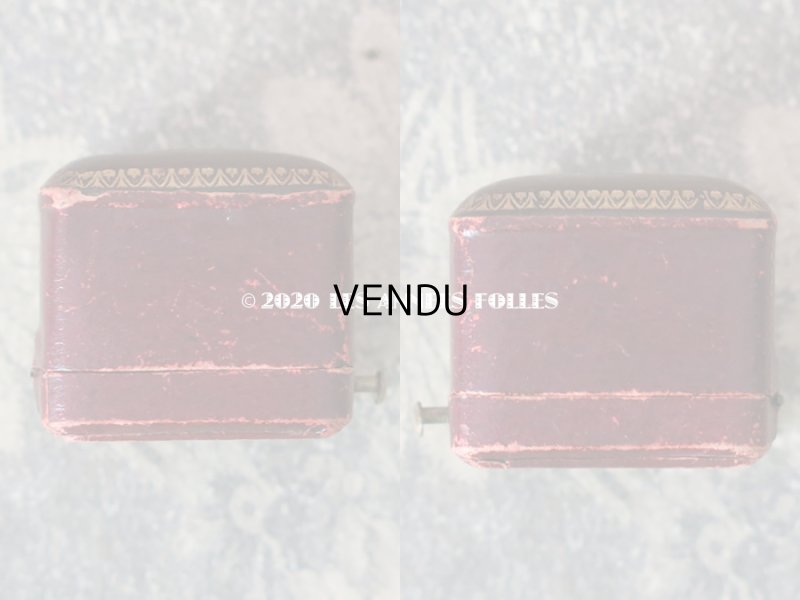 画像4: 【10周年セール対象外】　アンティーク 本革製 ジュエリーボックス 金彩入り リングボックス ボルドー