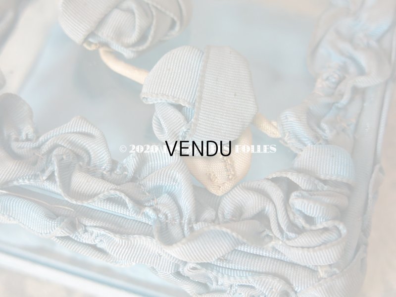 画像5: アンティーク ロココモチーフ付き リボンワークのジュエリーボックス スモーキーブルー ガラスケース