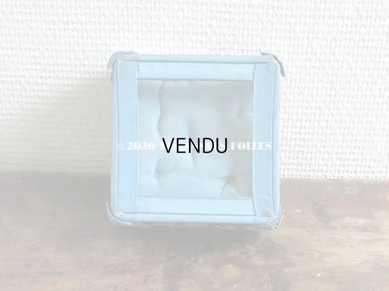 画像14: アンティーク ロココモチーフ付き リボンワークのジュエリーボックス スモーキーブルー ガラスケース