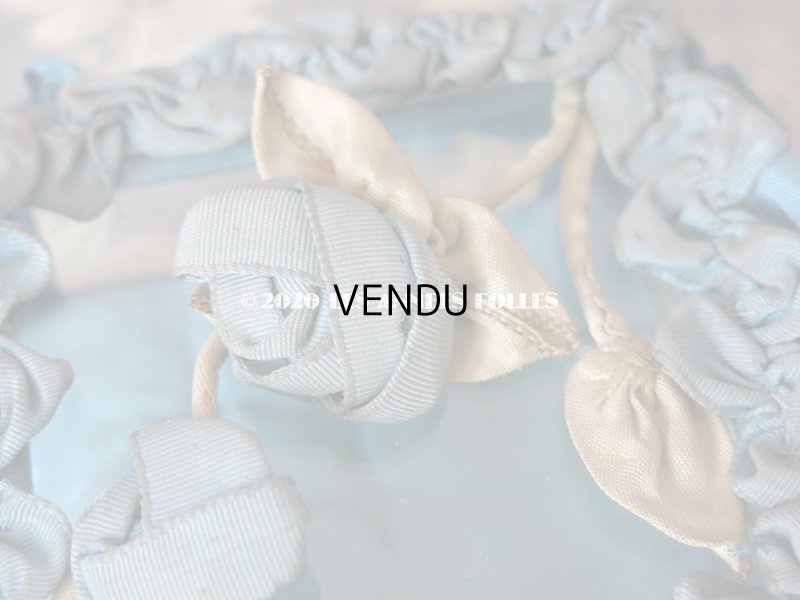 画像4: アンティーク ロココモチーフ付き リボンワークのジュエリーボックス スモーキーブルー ガラスケース