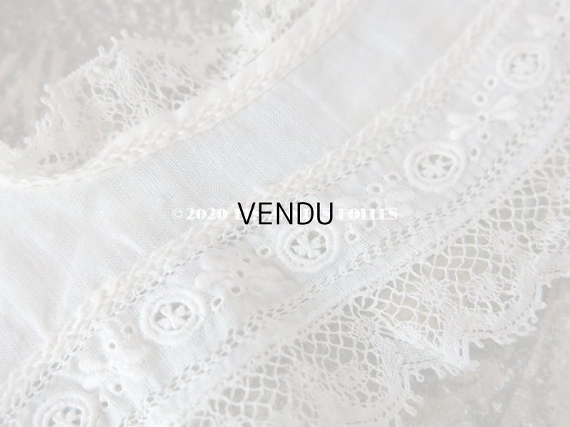 画像6: 【10周年セール対象外】 アンティーク ドール用 付け襟 ホワイトワーク＆ヴァランシエンヌレース
