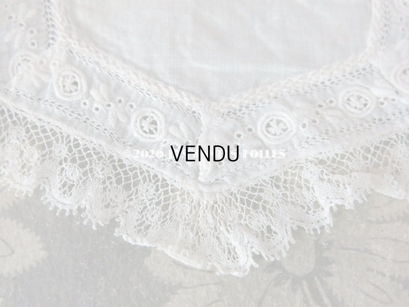 画像5: 【10周年セール対象外】 アンティーク ドール用 付け襟 ホワイトワーク＆ヴァランシエンヌレース