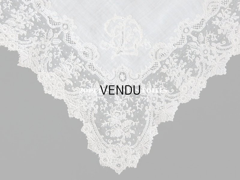 画像3: アンティーク ポワンドガーズ 結婚式のハンカチ 『ポワン・ド・ガーズ』