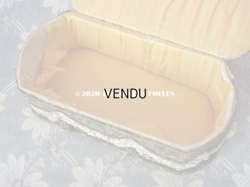 画像14: 1920年代 アンティーク 大きな薔薇のロココトリム&レースのボックス トレー付き