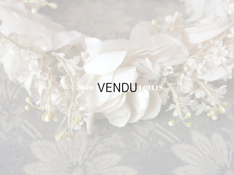 画像12: アンティーク 薔薇の花冠 オフホワイト 布花のヘッドリース ティアラ