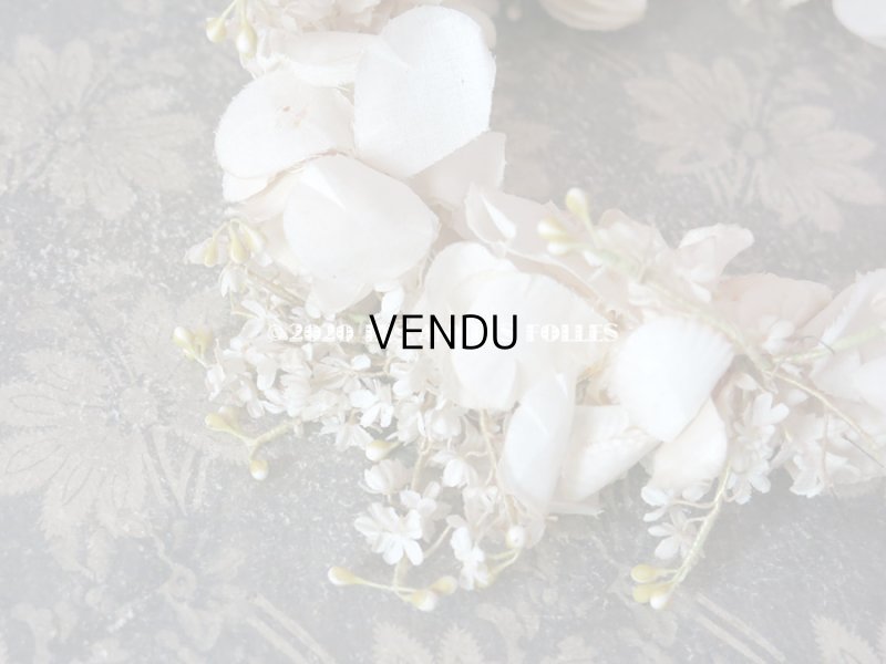 画像7: アンティーク 薔薇の花冠 オフホワイト 布花のヘッドリース ティアラ